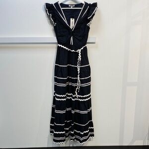 CELINA MOON Black and White Maxi Dress
